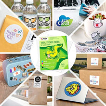 Load image into Gallery viewer, Printable Vinyl Sticker Paper for Laser Printer - Matte White - 15 Self-Adhesive Sheets - Waterproof Decal Paper - Standard Letter Size 8.5"x11"