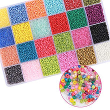 Load image into Gallery viewer, DICOBD 28800pcs 2mm Glass Seed Beads, 24 Color Small Craft Beads for Bracelets Jewelry Making and Crafts, with a Storage Box