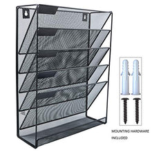 Load image into Gallery viewer, Easepres File Organizer Mesh 5-Tier Black Hanging File Organizer Vertical Holder Rack for Office Home