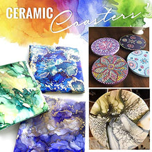 Load image into Gallery viewer, Ceramic Tiles for Crafts Coasters,12 Ceramic White Tiles Unglazed 4x4 with Cork Backing Pads, Use with Alcohol Ink or Acrylic Pouring, DIY Make Your Own Coasters, Mosaics, Painting Projects, Decoupage