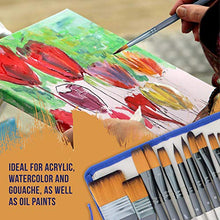 Load image into Gallery viewer, U.S. Art Supply 24-Piece Artist Paint Brush Set - Professional All-Purpose Taklon Synthetic Brushes, Filbert, Round, Flat Bristles - Painting Portraits, Canvas, Paper, Wood - Watercolor, Acrylic, Oil