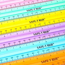 Load image into Gallery viewer, hand2mind Safe-T Ruler for Kids Math, Rainbow Plastic Rulers, Flat 12 in. Flexible Rulers, Safety Ruler for Measurement, Safety Kids School Supplies, Straight Shatter-Resistant Rulers (Pack of 24)