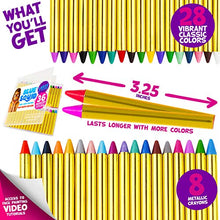Load image into Gallery viewer, Face Paint Crayons for Kids, Blue Squid 36 Jumbo 3.25" Face & Body Painting Makeup Crayons, Safe for Sensitive Skin, 8 Metallic & 28 Classic Colors, Great for Birthdays & Halloween Makeup