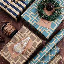 Load image into Gallery viewer, RUSPEPA Reversible Kraft Wrapping Paper Sheet - Navy Geometric Design Kraft Paper - 6 Sheets Packed as 1 roll - 17.5 x 30 inches per Sheet