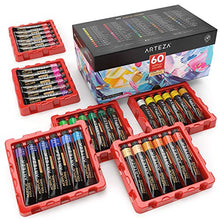 Load image into Gallery viewer, Arteza Acrylic Paint, Set of 60 Colors/Tubes (0.74 oz, 22 ml) with Storage Box, Rich Pigments, Non Fading, Non Toxic Metallic Paints for Artist, Hobby Painters & Kids, Art Supplies for Canvas Painting