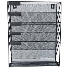 Load image into Gallery viewer, Easepres File Organizer Mesh 5-Tier Black Hanging File Organizer Vertical Holder Rack for Office Home