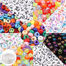 Load image into Gallery viewer, Quefe 1500pcs Beads Kit, Alphabet Beads Letter Beads Large Hole Beads for Jewelry Making with 2 Rolls of 9 Meters Elastic String Cord