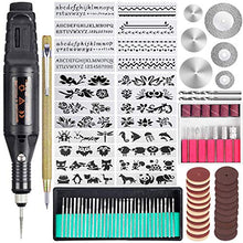 Load image into Gallery viewer, Uolor 108 Pcs Engraving Tool Kit, Multi-Functional Electric Corded Micro Engraver Etching Pen DIY Rotary Tool for Jewelry Glass Wood Ceramic Metal Plastic with Scriber, 82 Accessories and 24 Stencils