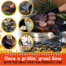 Load image into Gallery viewer, Grill Heat Aid BBQ Gloves Heat Resistant 1,472℉ Extreme. Dexterity in Kitchen to Handle Cooking Hot Food in Oven, Cast Iron, Pizza, Baking, Barbecue, Smoker & Camping. Fireproof Use for Men & Women