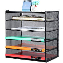Load image into Gallery viewer, Samstar Letter Tray Paper Organizer, Mesh Desk File Organizer with 5 Tier Shelves and Sorter, Black