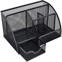 Load image into Gallery viewer, MDHAND Office Desk Organizer and Accessories, Mesh Desk Organizer with 6 Compartments + Drawer