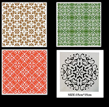 Load image into Gallery viewer, Mandala Reusable Stencil Set of 9 (6x6 inch) Painting Stencil, Laser Cut Painting Template for DIY Decor, Painting on Wood, Airbrush, Rocks and Walls Art (C)