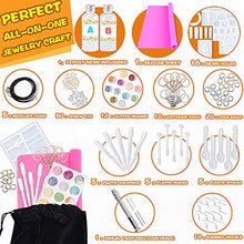 Load image into Gallery viewer, XEVFITN Epoxy Resin Molds Jewelry Making Kit For Beginners, Silicone Casting Molds For Keychain Pendant Crafts Bracelet Making Set Contains Molds, Epoxy Resin, Silicone Mat, Glitter Sequins, Tools Set