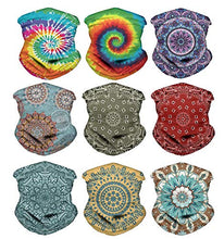 Load image into Gallery viewer, Tupalatus Set of 9 PCS Headband Rainbow Colorful Tie Dye/Mandala Pattern Face Cover for Outdoor Sport Hiking Hunting Cycling Multifunction Bandana UV Protectction Seamless Balaclavas
