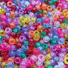 Load image into Gallery viewer, Amaney 500 Pieces 6x9mm Mixed Colors Glitter Transparent Mix Plastic Pony Beads