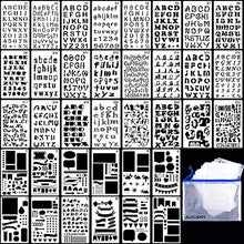 Load image into Gallery viewer, 36PCs Letter and Number Stencils DIY Drawing Templates Journal Stencils with A Storage Bag for Notebook, Diary, Scrapbook