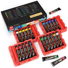 Load image into Gallery viewer, Arteza Oil Paint, Set of 24 Colors/Tubes (12ml/0.4oz) with Storage Box, Rich Pigments, Vibrant, Non Toxic Paints for The Professional Artist, Hobby Painters & Kids, Art Supplies for Canvas Painting
