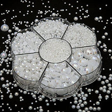Load image into Gallery viewer, Approx 5600pcs Mixed Size DIY Half Pearl Bead Flat Back Plastic Craft Plastic Box (AB White)