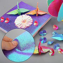 Load image into Gallery viewer, Lainrrew 200 Sheets Rainbow Origami Paper, 10 cm Glitter Square Origami Paper Shiny Folding Paper Easy Fold Glitter Paper Decoration Paper for DIY Crafts