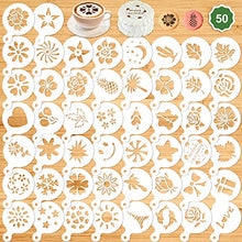 Load image into Gallery viewer, Konsait 50Pack Cake Stencil Templates Decoration, Reusable Cake Cookies Baking Painting Journal Mold Tools, Dessert, Coffee Decorating Molds Cappuccino Mousse Hot Chocolate for DIY Craft Decor