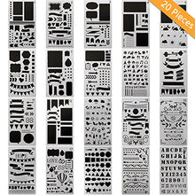Load image into Gallery viewer, 20 PCS Journal Stencil Plastic Planner Set for Journal Notebook Diary Scrapbook DIY Drawing Template Journal Stencils 4x7 Inch