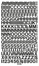 Load image into Gallery viewer, Chartpak Self-Adhesive Vinyl Capital Letters and Numbers, 1/2 Inches High, Black, 201 per Pack (01010), 1/2 Inch High