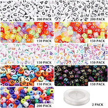 Load image into Gallery viewer, Quefe 1500pcs Beads Kit, Alphabet Beads Letter Beads Large Hole Beads for Jewelry Making with 2 Rolls of 9 Meters Elastic String Cord