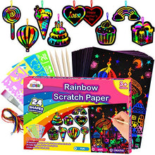 Load image into Gallery viewer, ZMLM Scratch Paper Art-Craft Girl: Rainbow Scratch Magic Drawing Set Paper Pad Board Supply Kit Toddler Project Activity for 3-12 Year Old Kid Game Toy Holiday|Party Favor|Birthday|Children's Day Gift