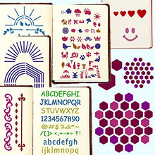 Load image into Gallery viewer, 24Pcs Journal Stencils for Journaling Plastic Planner Stencils Ultimate Productivity Stencil Set for Bullet Time Saving Scrapbook Stencils Notebook Diary Weekly Monthly Calendar Stencils DIY
