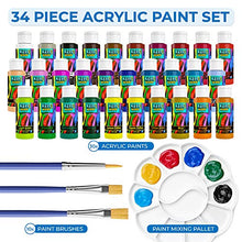Load image into Gallery viewer, KEFF Creations Acrylic Paint, Acrylic Paint Set, 30 Colors Acrylic Bottles with 3 Paintbrushes and Paint Palette. Acrylic Painting Supplies, Great for Canvas, Rock Paining, Wood, Glass, Crafts