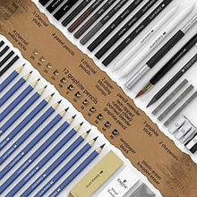 Load image into Gallery viewer, Castle Art Supplies Graphite Drawing Pencils and Sketch Set (40-Piece Kit), Complete Artist Kit Includes Charcoals, Pastels and Zippered Carry Case, Includes Rare Pop-Up Stand