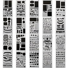 Load image into Gallery viewer, 20 PCS Journal Stencil Plastic Planner Set for Journal Notebook Diary Scrapbook DIY Drawing Template Journal Stencils 4x7 Inch