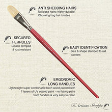 Load image into Gallery viewer, D'Artisan Shoppe Oil Acrylic Paint Brushes Set. 100% Natural Chungking Hog Hair Bristle in Portable Organizer Plastic Container. 6pc Filbert Flat and Round Paintbrush Gift Kit.