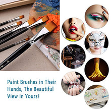 Load image into Gallery viewer, AMAGIC 9Pcs Flat Tipped Brushes with Case for Acrylic Oil Watercolor, Artist Professional Painting Kits with Synthetic Nylon Tips, Long Wood Handle