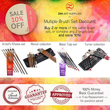 Load image into Gallery viewer, ZenART Professional Watercolor Brush Set – 14 x Birch Wood Squirrel and Synthetic Paint Brushes incl Palette Knife – Flats, Rounds, Filbert, Fan, Rigger, Cats Tongue, & Detailing – Satin Travel Pouch