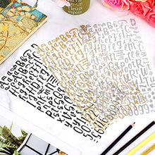 Load image into Gallery viewer, Gersoniel 6 Sheets Glitter Cursive Alphabet Letter and Number Stickers Assorted DIY Self-Adhesive Stickers for Arts and Crafts Scrapbook Cards Home Decoration Supplies (Black, Silver, Gold)