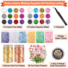 Load image into Gallery viewer, Resin Jewelry Making Supplies Kit, Thrilez Resin Decoration Kit with Resin Glitter, Gold Foil Flakes, Dried Flowers, Mylar Flakes, Resin Accessories and Supplies for Resin, Slime, Nail Art, DIY Craft