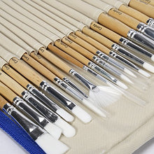 Load image into Gallery viewer, CONDA Paint Brushes Set of 24 Different Shapes Ergonomic Professional Wood Handles with Organizing Case for Acrylic Oil Watercolor, Rock Painting