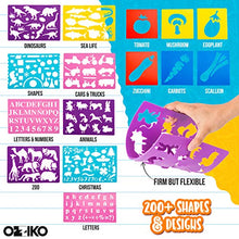 Load image into Gallery viewer, Ozziko Stencils for Kids - Arts and Crafts Kit w/ Number, Dinosaur, Animal, Alphabet Letter Stencils - Bonus Stencil Carrying Case Included to Hold Art Supplies