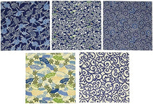 Load image into Gallery viewer, Aitoh Origami Paper, 5.875 by 5.875-Inch, Aizome Blue Yuzen, 5-Pack