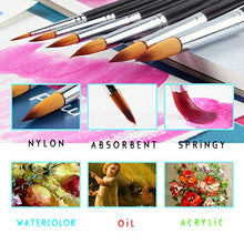 Load image into Gallery viewer, Amagic 9 Pcs Pointed-Round Art Paintbrushes with Storage Container – Synthetic Nylon Art Paint Brush Set for Acrylic Watercolor Oil Painting