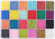 Load image into Gallery viewer, DICOBD 28800pcs 2mm Glass Seed Beads, 24 Color Small Craft Beads for Bracelets Jewelry Making and Crafts, with a Storage Box