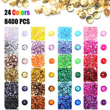 Load image into Gallery viewer, JOYAHO 6MM Loose Sequins, 8400PCS Bulk Round Rainbow Cup Sequins Embroidery Sequins Iridescent Spangles Craft Mixed 24 Colors for Sewing Arts Crafts