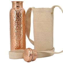 Load image into Gallery viewer, Kitchen Science Copper Water Bottle (34oz/1000ml) w/a Carrying Canvas Bag | 100% Pure Copper Bottle for Drinking Water | Lab-Tested, Heavy Duty &amp; Leak-Proof | Authentic Ayurvedic Copper Water Bottle
