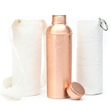 Load image into Gallery viewer, Kitchen Science 100% Pure Copper Designer Water Bottle (34 OZ/ 1000 ml) w/ Carrying Canvas Bag &amp; Sleeve
