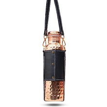 Load image into Gallery viewer, Kitchen Science Copper Water Bottle (34oz/1000ml) w/a Leather Carrying Bag | 100% Pure Copper Bottle for Drinking Water | Lab-Tested, Heavy Duty &amp; Leak-Proof | Authentic Ayurvedic Copper Water Bottle
