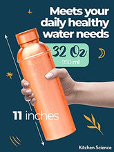 Load image into Gallery viewer, Kitchen Science 100% Pure Copper Designer Water Bottle (34 OZ/ 1000 ml) w/ Carrying Canvas Bag &amp; Sleeve
