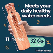 Load image into Gallery viewer, Kitchen Science Copper Water Bottle (34oz/1000ml) w/a Carrying Canvas Bag | 100% Pure Copper Bottle for Drinking Water | Lab-Tested, Heavy Duty &amp; Leak-Proof | Authentic Ayurvedic Copper Water Bottle
