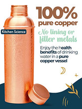Load image into Gallery viewer, Kitchen Science 100% Pure Copper Designer Water Bottle (34 OZ/ 1000 ml) w/ Carrying Canvas Bag &amp; Sleeve
