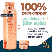 Load image into Gallery viewer, Kitchen Science Copper Water Bottle (34oz/1000ml) w/a Carrying Canvas Bag | 100% Pure Copper Bottle for Drinking Water | Lab-Tested, Heavy Duty &amp; Leak-Proof | Authentic Ayurvedic Copper Water Bottle
